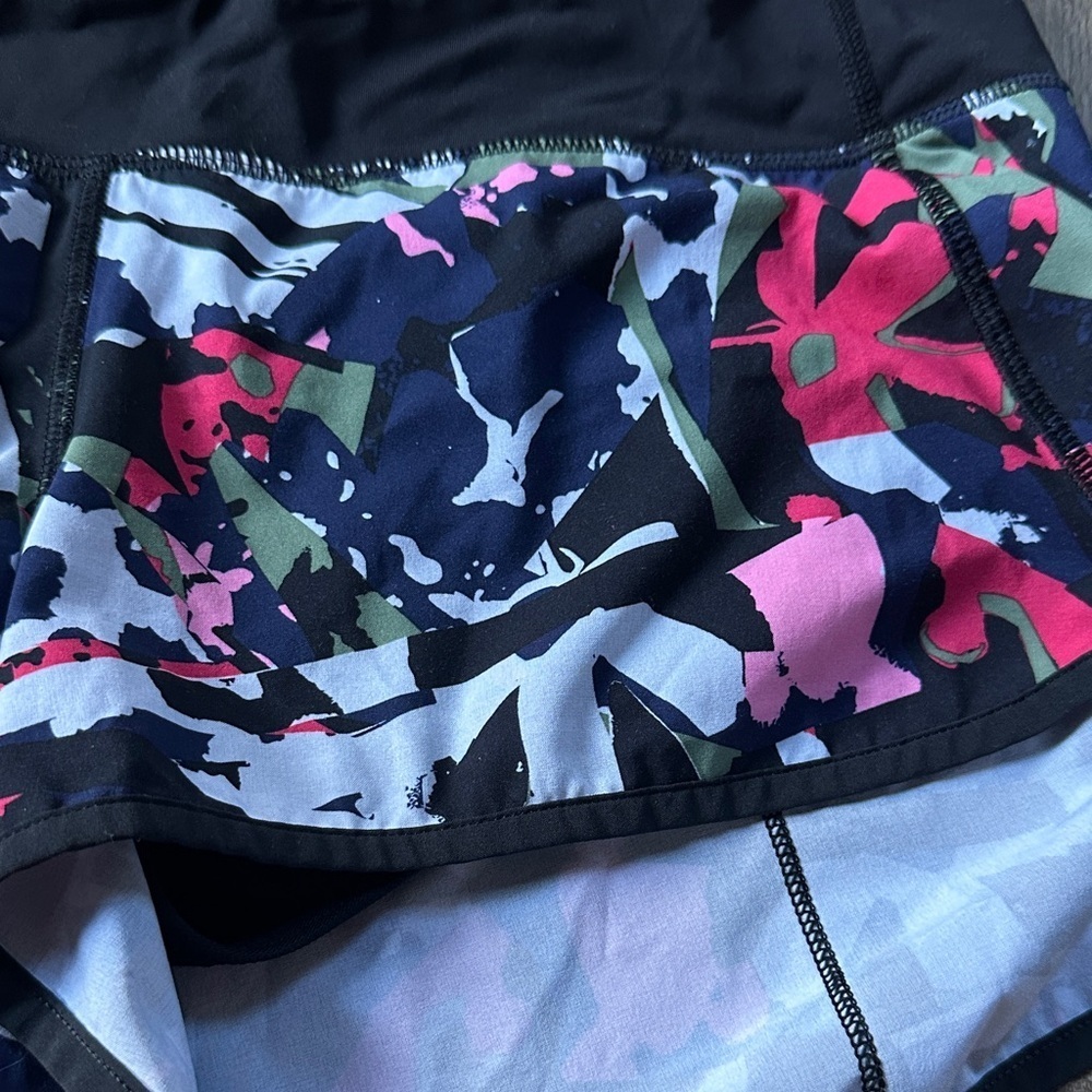 lululemon athletica Black and Pink Floral Athletic Shorts - Picture 2 of 6